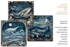 Whales Of The Magic Ocean Postcard &amp; Art - 3 JPEG Files Product Image 1
