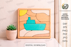 3D Decorative Mini puzzle decor Laser Cut. Wall art SVG. Sea Product Image 1