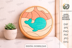 3D Mini puzzle decor Laser Cut. Wall art SVG. Whale Product Image 1