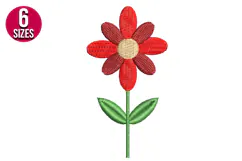 Mini Single Flower Machine Embroidery Design - 6 sizes Product Image 1