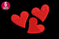 Mini Three Hearts Machine Embroidery Design - 6 Sizes Product Image 2