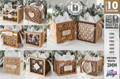 Mini Wooden Gift Boxes Laser Cut Bundle| Wedding Favor Boxes Product Image 1