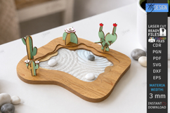 Mini Zen Garden Sand Tray Laser Cut | 3D Desktop Decor | CNC Product Image 1