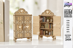 Miniature Cabinet Book Nook Laser Cut Bundle | Dollhouse SVG Product Image 4