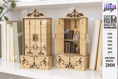 Miniature Cabinet Book Nook Laser Cut | Dollhouse | Closet Product Image 1