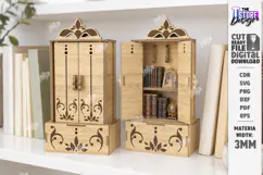 Miniature Cabinet Book Nook Laser Cut | Dollhouse | Closet Product Image 1