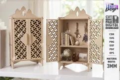 Miniature Cabinet Book Nook Laser Cut | Dollhouse | Closet Product Image 1