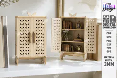 Miniature Cabinet Book Nook Laser Cut | Dollhouse | Closet Product Image 1