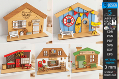 Miniature House Entrance Laser Cut Bundle | 3D Home Decor Product Image 1