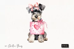 Valentine Miniature Schnauzer Dog PNG | Valentine's Day Clip Product Image 1