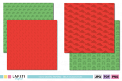 Festive red and green Christmas backgrounds with tone-on-tone patterns for digital and printable projects.