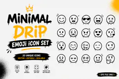 Minimal Drip Emoji Icon Clean Urban Emoticon Vector Product Image 1