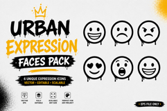 Urban Expression Faces Pack Minimal Drip Emoji Vector Icons Product Image 1