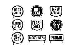 Minimal Drip Sale Labels Vector Pack Messy Badge Promo EPS Product Image 2