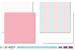 Pink grey mint patterns with dots and hearts