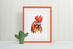 Watercolor Rooster PNG Digital Download Product Image 1