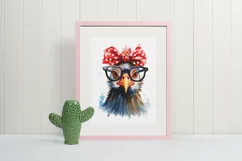 Funny Chicken with Red Bow and Glasses PNG Sublimation Product Image 5