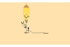 Minimalist Stick Figure Watering a Growing Plant Product Image 1