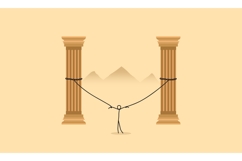 Illustration of a Man Bound Between Two Pillars Product Image 1