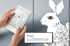 Minimalist Bunny Sketch Pre-made Card PNG Product Image 1