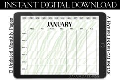 Glitchy Green Monthly Undated Digital Planner Calendar Product Image 2