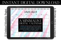 Pink Blue Candy Stripe Monthly Undated Digital Planner Product Image 1
