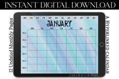 Pearly Blue Undated Monthly Digital Calendar Planner Product Image 2