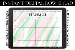 Pink Green Candy Stripe Monthly Undated Digital Planner Product Image 3
