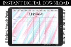 Pink Blue Candy Stripe Monthly Undated Digital Planner Product Image 3