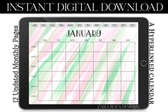 Pink Green Candy Stripe Monthly Undated Digital Planner Product Image 2