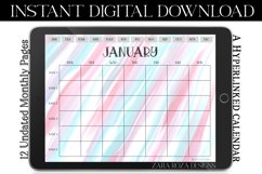 Pink Blue Candy Stripe Monthly Undated Digital Planner Product Image 2