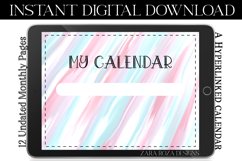 Pink Blue Candy Stripe Monthly Undated Digital Planner Product Image 4