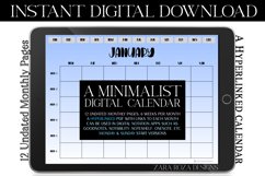 Pastel Dark Blue Monthly Undated Digital Planner Calendar Product Image 1