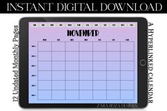 Hazy Purple Blue Monthly Undated Digital Planner Calendar Product Image 6