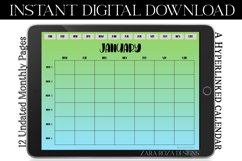 Blue Green Monthly Undated Digital Planner PDF Calendar Product Image 2