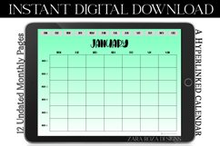 Neon Lime Green Monthly Undated Digital Planner PDF Calendar Product Image 2