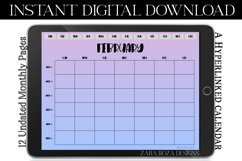 Hazy Purple Blue Monthly Undated Digital Planner Calendar Product Image 4