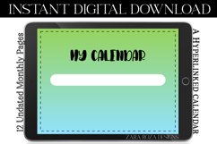 Blue Green Monthly Undated Digital Planner PDF Calendar Product Image 5