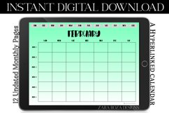 Neon Lime Green Monthly Undated Digital Planner PDF Calendar Product Image 3