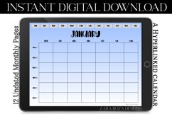 Pastel Dark Blue Monthly Undated Digital Planner Calendar Product Image 2