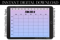 Hazy Purple Blue Monthly Undated Digital Planner Calendar Product Image 3