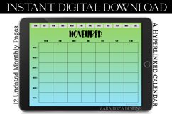 Blue Green Monthly Undated Digital Planner PDF Calendar Product Image 4