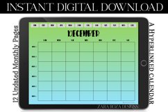 Blue Green Monthly Undated Digital Planner PDF Calendar Product Image 3