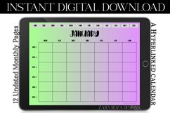 Green Purple Monthly Undated Digital Planner PDF Calendar Product Image 3