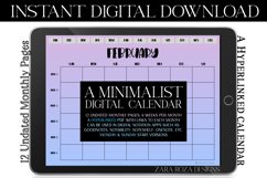 Hazy Purple Blue Monthly Undated Digital Planner Calendar Product Image 2