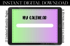 Green Purple Monthly Undated Digital Planner PDF Calendar Product Image 6