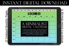 Blue Green Monthly Undated Digital Planner PDF Calendar Product Image 1