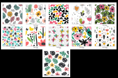 Cute Minimal Boho Flowers Digital Papers Seamless Patterns Product Image 3
