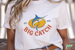 Minimalist vintage-style Fishing SVG PNG Product Image 2