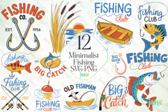 Minimalist vintage-style Fishing SVG PNG Bundle Product Image 1